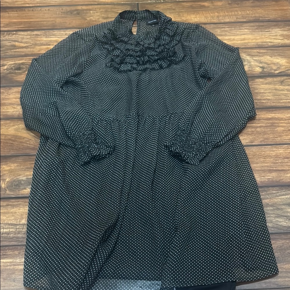 Who What Wear Black and White Babydoll Dress with Bishop Sleeves